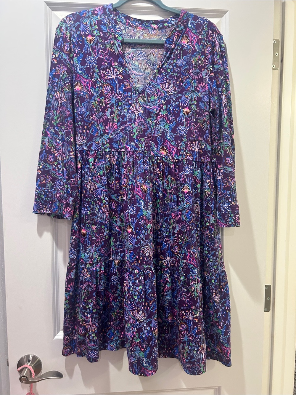 Women's Lilly Pulitzer Purple Floral Tiered Dress